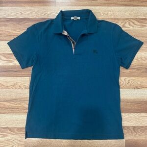 Burberry Mens Polo Shirt Teal Blue Color Size Medium